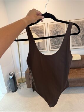 aritzia brown Scoop-Neck Stretch Bodysuit